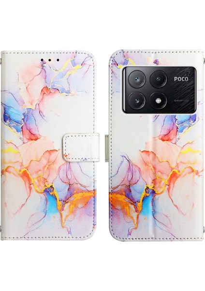 Xiaomi Poco X6 Pro Mermer Desen Pu Deri Cüzdan Kickstand (Yurt Dışından)