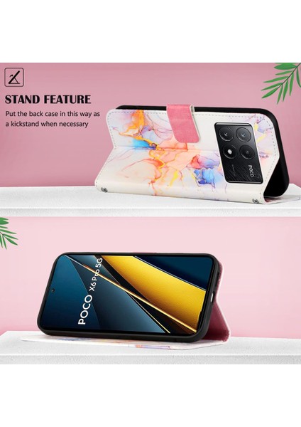Xiaomi Poco X6 Pro Mermer Desen Pu Deri Cüzdan Kickstand (Yurt Dışından) indirimleri