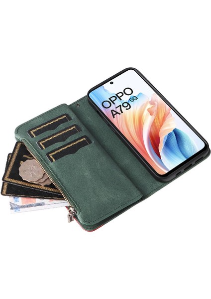 Oppo A79 5g Iki Renkli Dikiş Fermuar Cüzdan Tarzı Kart (Yurt Dışından)