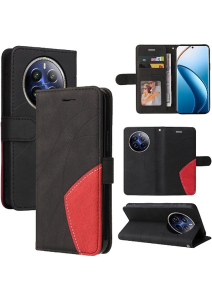 Realme 12 Pro Artı Kickstand Koruyucu Iki Renkli Dikiş Için Flip Case (Yurt Dışından)