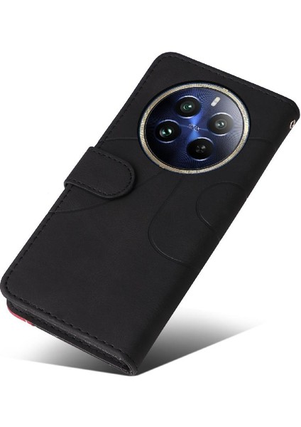 Realme 12 Pro Artı Kickstand Koruyucu Iki Renkli Dikiş Için Flip Case (Yurt Dışından)