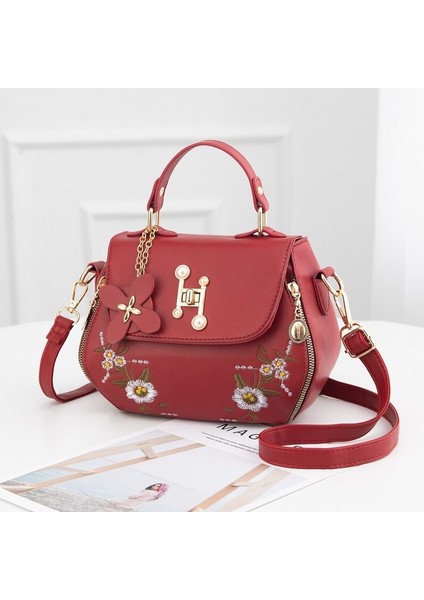 Beautifyy Yeni Moda Kova Çantası Kadın Işlemeli Çanta Kapağı Bir Omuz Messenger Çantası (Yurt Dışından)