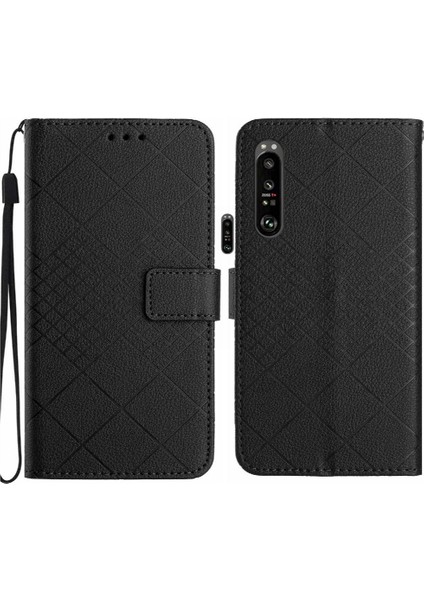 Sony Xperia 1 V Elmas Kabartmalı Manyetik Kapak Için Flip Case Cüzdan Pu (Yurt Dışından)