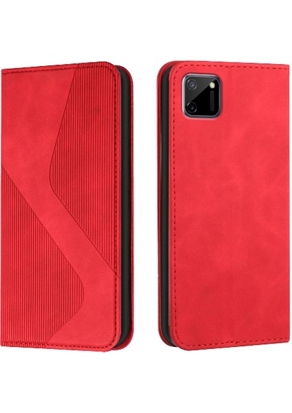 Realme C11 Için Kılıf Folio Kapak Manyetik Cüzdan Kickstand Pu Deri Kart (Yurt Dışından)