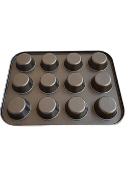 1 12'li Kek Kalıbı Yanmaz Yapışmaz Muffin Cupcake Kalıbı Kek Kalıbı Siyah Muffin Alüminyum fırsatları