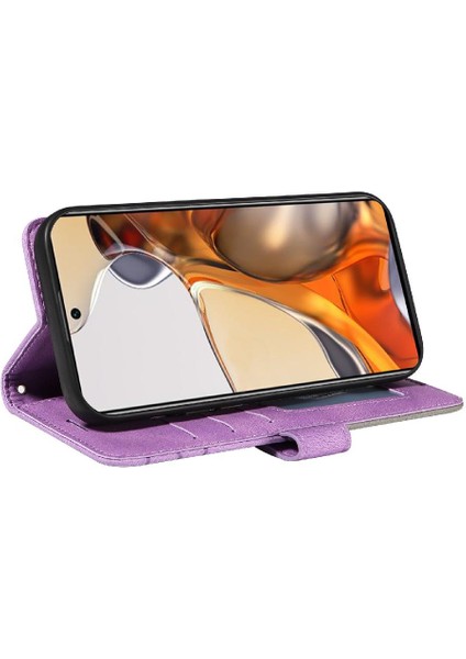 Xiaomi 11T/11T Pro Pu Deri Flip Folio Kılıf Kickstand Iki Renkli (Yurt Dışından)