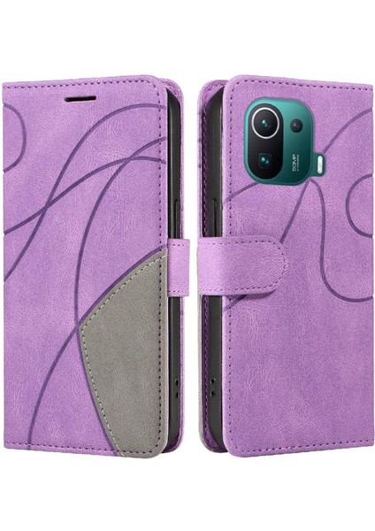Xiaomi 11 Pro Kickstand Koruyucu Kılıf Kart ile Iki Renkli Dikiş (Yurt Dışından)
