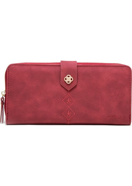 Mat Retro Büyük Kapasiteli Uzun Cüzdan (Yurt Dışından)