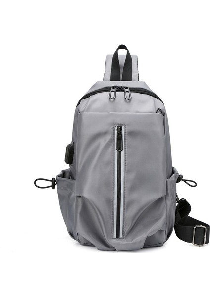 Spor Rahat Göğüs Çantası Erkek Omuz Çantası Pilili Moda Büyük Kapasiteli Crossbody Çanta (Yurt Dışından)