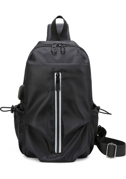 Spor Rahat Göğüs Çantası Erkek Omuz Çantası Pilili Moda Büyük Kapasiteli Crossbody Çanta (Yurt Dışından)