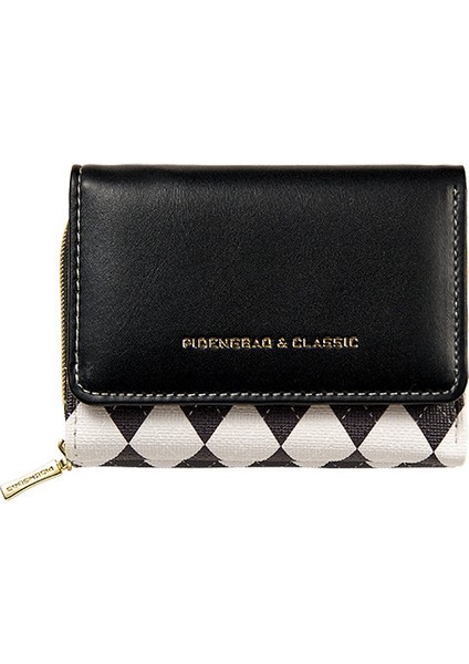 Kompakt ve Ultra Hafif Renk Bloklu Elmas Kısa Cüzdan (Yurt Dışından)