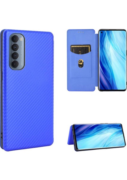 Oppo Reno4 Pro 4g Için Kılıf Tam Koruma Manyetik Karbon Fiber Deri (Yurt Dışından)