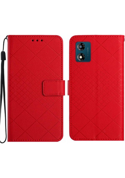 Motorola Moto E13 Manyetik Kapak Için Flip Case El Kayışı Kart Yuvası ile (Yurt Dışından)