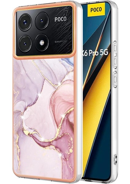 Xiaomi Poco X6 Pro Ince Tpu Koruma Mermer Desen Yumuşak Tampon (Yurt Dışından)