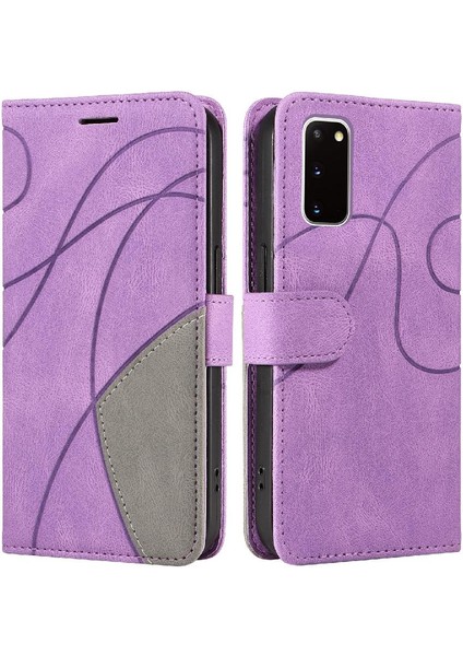 Samsung Galaxy S20 Için Kılıf Pu Deri Flip Folio Kılıf Kickstand Iki Renkli (Yurt Dışından)