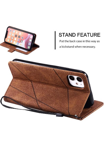 IPhone 12 Için Kılıf Mini Manyetik Kart Tutucu Kickstand Cüzdan Flip Folio (Yurt Dışından)