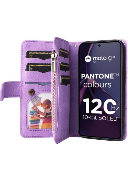 Motorola Moto G84 Dokuz Kart Yuvaları Iki Renkli Dikiş Fermuar (Yurt Dışından)