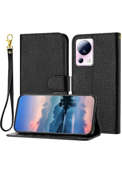 Telefon Kılıfı Için Xiaomi 13 Lite Flip Folio Cüzdan Kart Yuvaları Tutucu Pu (Yurt Dışından)