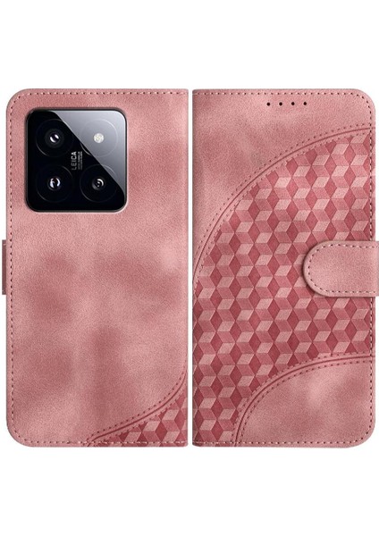 Xiaomi 14 Pro Pu Deri Kapak Çevirin Iş Geometrik Kılıf (Yurt Dışından)