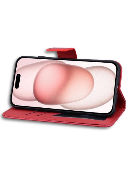 IPhone 15 Için Flip Case Artı Deri Kılıf Kapak Çevirin Cüzdan Basit (Yurt Dışından)