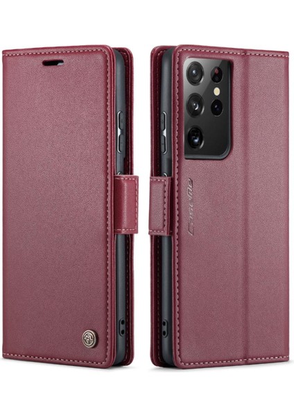 Samsung Galaxy S21 Ultra Kickstand Cüzdan Kılıf Darbeye Dayanıklı (Yurt Dışından)