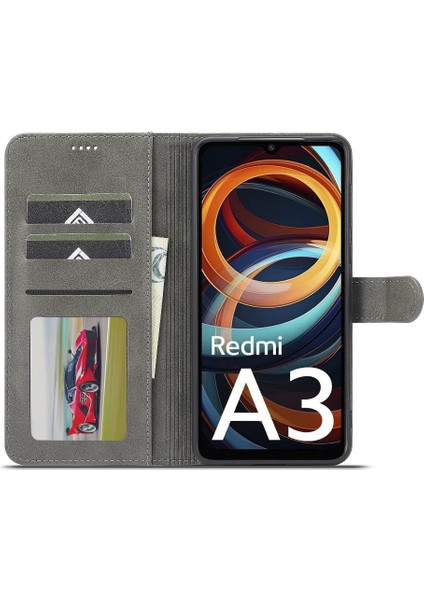 Xiaomi Redmi A3 Kart Yuvaları Cüzdan Tutucu ile Buzağı Doku Flip (Yurt Dışından)