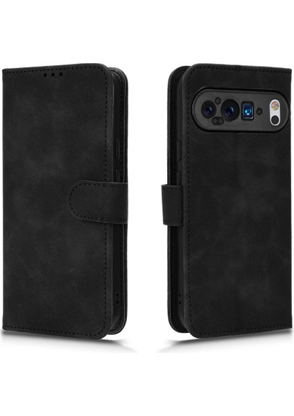 Kart Tutucu Kickstand Deri Folio Flip ile Google Pixel 9 Pro Için Kılıf (Yurt Dışından)