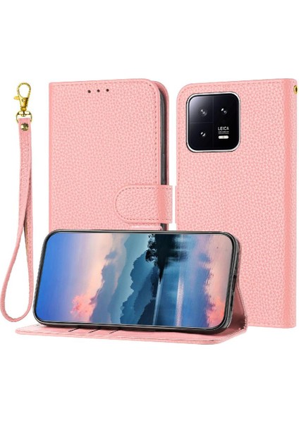 BDT Market Telefon Kılıfı Için Xiaomi 13 Litchi Desen Kart Yuvaları Tutucu Flip Folio Pu (Yurt Dışından)