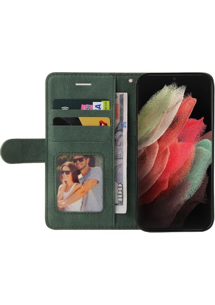 Samsung Galaxy S21 Ultra Pu Deri Flip Folio Kılıf Kickstand (Yurt Dışından)
