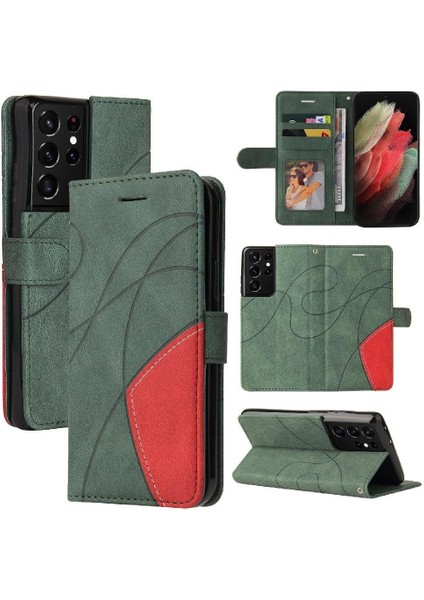 Samsung Galaxy S21 Ultra Pu Deri Flip Folio Kılıf Kickstand (Yurt Dışından) fiyatları