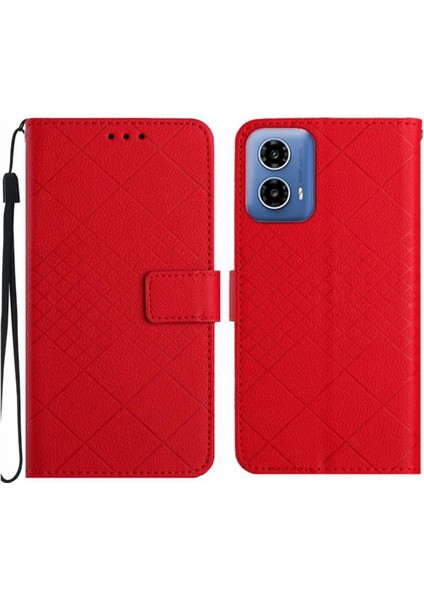 Motorola Moto G34 5g Için Flip Case El Kayışı Elmas Kabartmalı Cüzdan ile (Yurt Dışından)