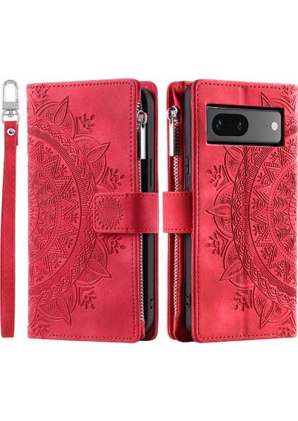 Kırmızı Dikey Çizgili Mikrofiber Astar Pu ile Google Pixel 7 Pro Için Kılıf (Yurt Dışından)