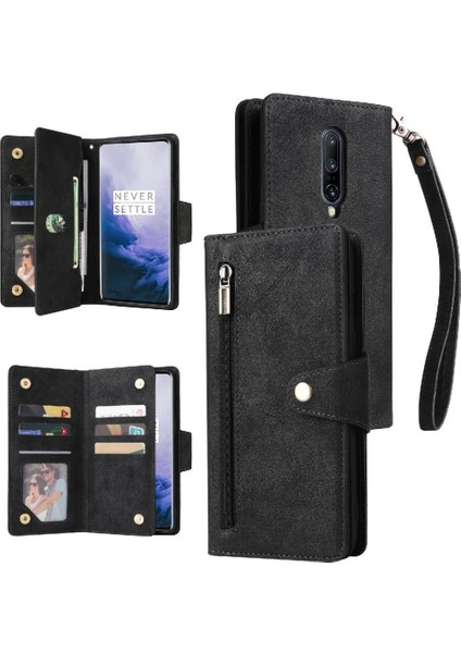 Oneplus 7 Pro Için Kılıf El Kayışı Kart Tutucu Kapak ile Manyetik Deri (Yurt Dışından)