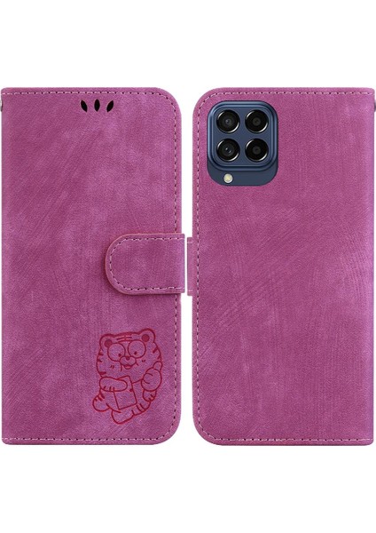 Samsung Galaxy M33 5g Kabartmalı Sevimli Kaplan Tutucu Kapak Kart Durumda (Yurt Dışından)