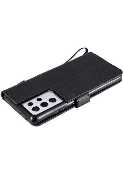 Kart Yuvası Klasik Düz Renk ile Samsung Galaxy S21 Ultra Için Flip Case (Yurt Dışından) indirimleri