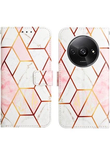 Xiaomi Redmi A3 Mermer Desen Cüzdan Kickstand Pu Deri Kılıf (Yurt Dışından)
