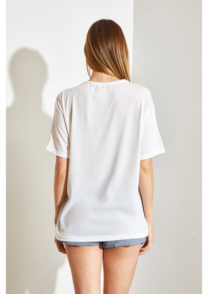 Kadın Kuş Işlemeli Basic Tshirt fiyatları