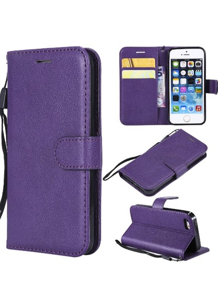 Iphone 5s Iş Cüzdan Telefon Kılıfı Için Flip Case Klasik Düz Renk (Yurt Dışından)