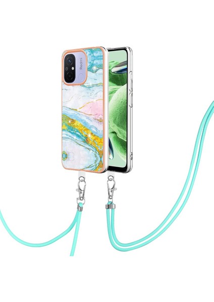 Xiaomi Redmi Için 12C Mermer Tampon Crossbody Kordon Askısı Yumuşak (Yurt Dışından)