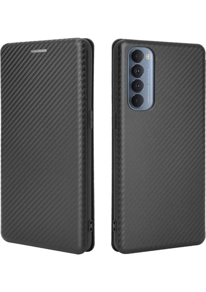 Oppo Reno4 Pro 4g Için Kılıf Tam Koruma Manyetik Karbon Fiber Deri (Yurt Dışından)