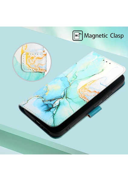 Xiaomi Redmi Için Not 13 4g Mermer Desen Kickstand Pu Deri Cüzdan (Yurt Dışından)
