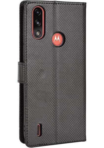 Motorola Moto E7 Güç Kickstand Manyetik Cüzdan Kapak Kart Tutucu Için Kılıf (Yurt Dışından)
