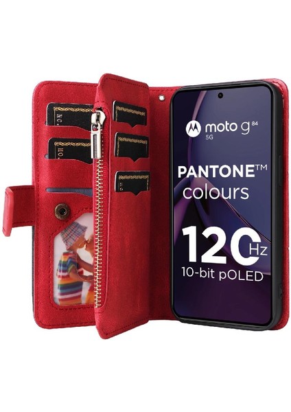 Motorola Moto G84 Dokuz Kart Yuvaları Iki Renkli Dikiş Fermuar (Yurt Dışından)