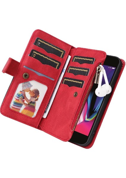 IPhone 7/8 Için Dokuz Kart Yuvaları Kickstand Koruyucu Fermuar Cüzdan (Yurt Dışından)