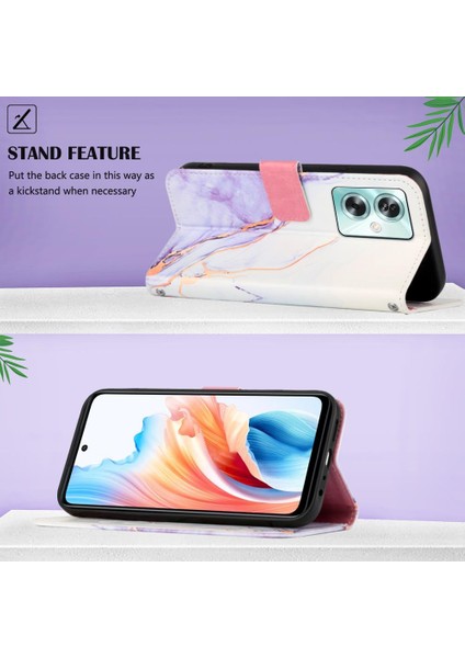 Oppo A79 5g Mermer Desen Cüzdan Kickstand Pu Deri Için Kılıf (Yurt Dışından)