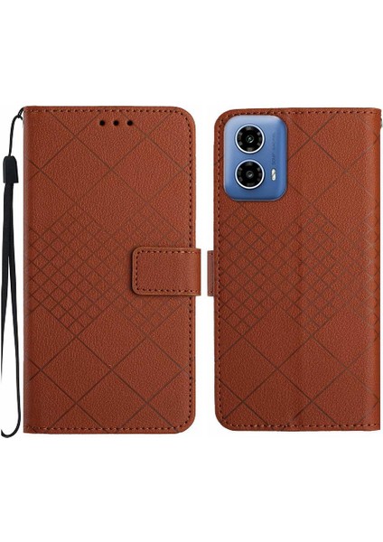 Motorola Moto G34 5g Için Flip Case El Kayışı Elmas Kabartmalı Cüzdan ile (Yurt Dışından)