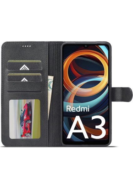 Xiaomi Redmi A3 Kart Yuvaları Cüzdan Tutucu ile Buzağı Doku Flip (Yurt Dışından)