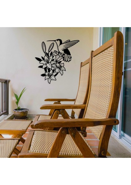 Işıklı Çiçekler ve Sinek Kuşu Dekoratif Tablo Balkon Duvar Dekorlu Gece Lambası