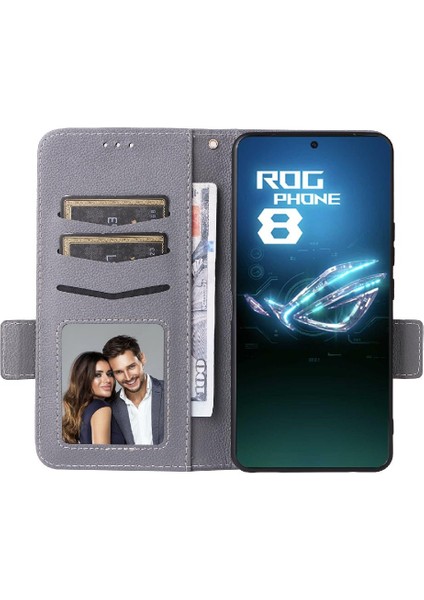 Asus Rog Telefon 8 Pu Deri Yan Toka Cüzdan Manyetik Kart (Yurt Dışından)