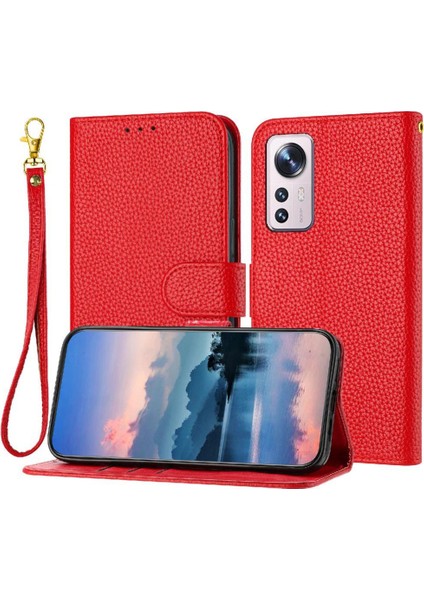 BDT Market Telefon Kılıfı Için Xiaomi 12 Pro Litchi Desen Cüzdan Flip Folio Kart Yuvaları (Yurt Dışından)